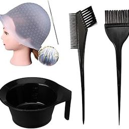 NYAMAH SALES Silicone Highlight Hair Cap with Needle Professional Reusable Highlighting Poked Hole Cap with 2 in 1 Brush, Hair Colour brush and Hair Dye Bowl - Multi Color.-49
