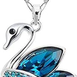 peora Gold Plated Cute Swan Crystal Pendant Necklace with Earrings Set Valentines Day Gift for Women & Girls-picture-26