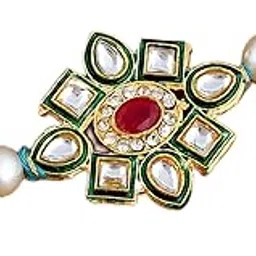 ascension Mens Handmade Kundan Green Flower Rakhi For Brother Bhaiya Bhabhi Raksha Bandhan Gift Band Moli Bracelet Stone Pearl Rakhi With Roli Tilak & Best Brother Fridge Magnet-picture-2