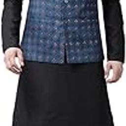 Men Blue & Beige Printed Pure Cotton Nehru Jacket-0