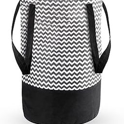 GLUN® Round Shape Foldable Laundry Bag Capacity of 45 Ltr, Non Woven Toys and Cloth Bag, Pink and Black Combination (DSS Zig Zag)-10