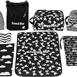 Easy Baby Diaper Bag Organizer - Starter Set of 4 Pouches Insert Cubes Large for Backpack Bags Waterproof Baby Boy Girl 100% Cotton Baby Shower Gift Tote Travel New Moms 2020 Gift (Brooklyn)-image-52