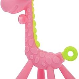 BabyGo Baby Silicone teether Giraffe Teething Toys Hand Chewing Soother Toddler for Baby (Pink)-23