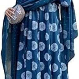 Women Printed Anarkali Kurta and Pant Set with Dupatta-image-14