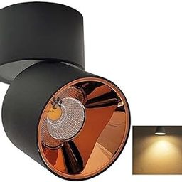 Mufasa 12 Watts Black Rose Gold Reflector Adjustable LED Round Surface Light Cylindrical Shape Indoor Ceiling Mounted Spot Light Down Light Aluminum Body (10Cm Height) (Warm White) (Pack of 1)-3