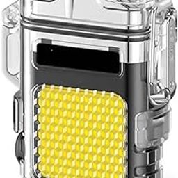 Lambent 𝟏𝟓 𝐘𝐞𝐚𝐫𝐬 𝐖𝐚𝐫𝐫𝐚𝐧𝐭𝐲 Waterproof Flameless Electric Lighter, Dual Arc Plasma Beam, COB Light, USB Rechargeable, Windproof, No Butane, Ideal for Outdoor Use-1