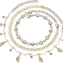 Women's Three Layer Boho Cultured Leaf Bead And Chain Anklet, Feather Ankle Bracelet, Layered Ankle Bracelet, Daily Use Anklets, Bead Leg Chain, Presents For Girlfriend-image-27