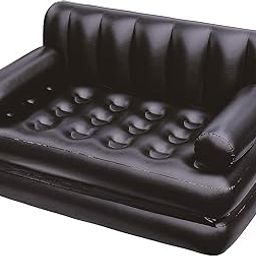 gudget bazar Inflatable 5 in 1 Queen Size Multifunctional Sofa Cum Bed, Air Couch Double Seater (Black), 74 inches (Fabric)-image-44