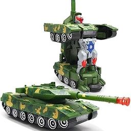 iChoice Deformation Combat Tank Robot Tank Toy with Light & Music Automatic Transforming Robot Car Tank Toy for kids with Bump Function Army Tank (Combat Tank)-image-72