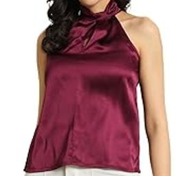 Purple Halter Satin Top-image-2