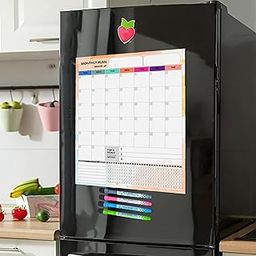 GLUN® Magnetic Monthly Planner Size 33x43cm for Metal Surface, Fridge, Almira with 4 Pieces of Multicolour Markers, Dry Erase Planning Calendar Sheet-image-28