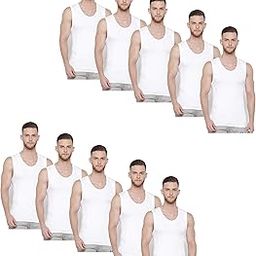 Men's Cotton RNBS White Vest Sleeveless (10 Pieces)-image-76