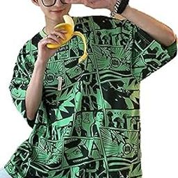 Comic All Over Printed Green Anime Oversized T Shirts for Men - Drop Shoulder Loose Fit Cotton T-Shirt - Trending Naruto Itachi Oversized Tshirt & Eren Yeager Oversize T Shirt-image-68