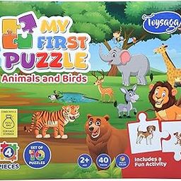 Toysaga My First Puzzle Set of 10 Jigsaw Puzzles (40 Pieces) | Animals & Birds | Fun & Educational Puzzles for Kids Age 2+ | Cardboard Puzzles for Preschool | Gift for Boys & Girls-image-50