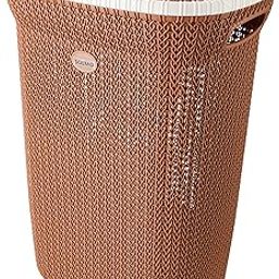 Amazon Brand - Solimo Knit Laundry Basket - Big - 55 Litres - 44 Cm X 35 Cm X 61 Cm | Royal Light Brown - Polypropylene-image-83