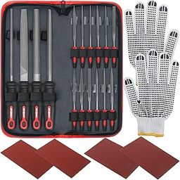 Hi-Spec 16 piece Carbon-Steel File Set with 200mm Flat, Half-round, Round, Triangle Files & 8 x Needle Files for Woodwork, Metal, Model & Hobby Applications-3