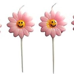 Eesha Eternal Sunflower Birthday Wedding Candles Holders Creative Cake Cupcake for Girls, Boys, Kids Unique Flower Candle for Cake Decoration with Smiley Multicolor (Set of 4) (1)-image-25