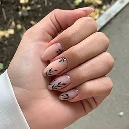 AVSAR Pink Press-On Nails Set | 20 Stick-On Artificial Nails | Black Leaf Floral Design | Reusable & No-Glue Needed | Elegant Nail Art for Parties & Celebrations-image-93
