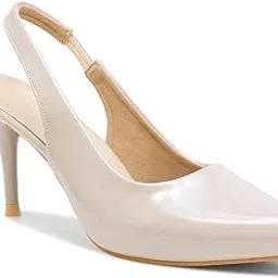 Shuz Touch Beige Slingback Stiletto Heels-picture-39