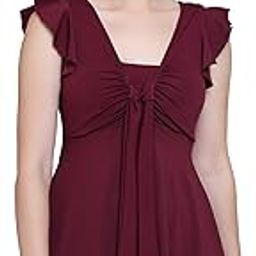 MEGASKA Women Front Tie Knot Ruched Frock Style Padded One Piece Swimming Costume-image-46