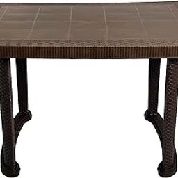 Esquire Trofi Plastic Dining Table Brown, 4 Seater Cane Matte Surface-27