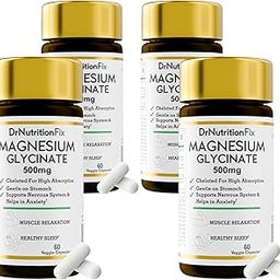DrNutritionFix™ Magnesium Glycinate 500mg | High Absorption Chelated Active Form | Preservative Free | Clean label | Helps in Natural Sleep, Muscle & Nervous System Health and Recovery (Pack of 4)-image-99