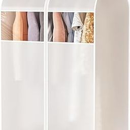 HASTHIP polyvinyl chloride Wardrobe Hanging Clothes Storage Bag,47.2'' Garment Bags For Large Frosted Garment Rack Cover Bags Clothing Storage Bag With Zipper,Transparent-image-26