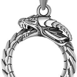 GLUTTONOUS SNAKE - Pure Titanium Steel Pendant with 24inch Round Box Chain for Men & Boys-image-57