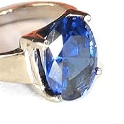 Exclusive Blue Zircon Substitute of Neelam Gemstone Weight 7.25 Ratti Panch Dhatu Silver Coated adjustable ring For Men and Women-image-96