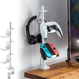Sanwa Direct 200-GAP012W Controller Stand, Clamp Type, 2 Height Changes, 8.7 / 15.9 inches (22/40.5 cm), Headphone Stand, Headset, Tabletop, Storage, White-25