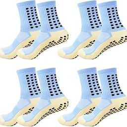 Men's Soccer Socks Anti Slip Non Slip Grip Pads for Football Basketball Sports Grip Socks, 4 Pair-image-97