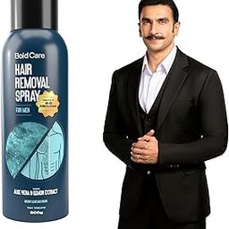 Bold Care Hair Removal spray for men 200 ml - Fast & Painless Body Hair Removal Spray for Smooth Back, Chest, Legs, Arms, underarms with Aloe Vera & Lemon Extract - 1 Pack | hair remover private parts-0