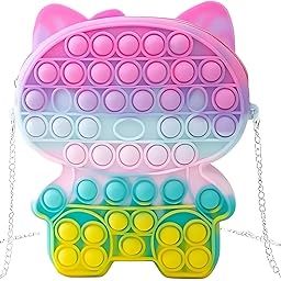 CLAPONE Kids' Crossbody Pop It Bag - Fidget Toy Shoulder Purse for Girls, Stress Relief, Multi-Color Design (Multicolor, KITI POP IT)-picture-11