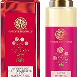 Forest Essentials After Bath Oil Indian Rose Absolute & Forest Essentials Ayurvedic Herb Enriched Head Massage Oil Bhringraj Combo-33