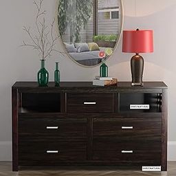 Solid Sheesham Wood Chest of 5 Drawers Storage for Living Room & Office | Solid Wood Sideboard Cabinet Drawers for Home | Wooden Dresser Cabinet for Storage (Walnut)-image-87