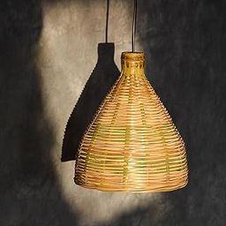 Handwoven Hanging Bamboo Cane Lamp for Interior Decor| Hanging Lampshade| Diwali Lamp| Diwali Lights| Bamboo Pendant Lights - (Set of 1) (With Wire & Bulb Holder)-image-62