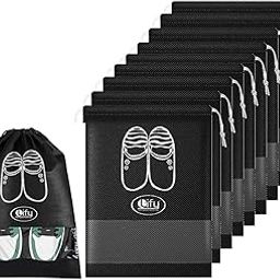 Portable Travel Shoe Bags Shoe Organizer Space Saving Storage Bags- 10 Piece Pack (Black 10 Pcs, 16 X 12'' Inches)-7