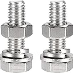 uxcell M10 x 40mm Hex Head Screws Bolts, Nuts, Flat & Lock Washers Kits, 304 Stainless Steel Fully Thread Hexagon Bolts 4 Sets-19