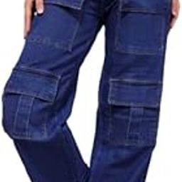 Collection Women Cargo Jeans | High Waist Stretchable Wide Leg Loose Fit Denim| Boyfriend Cargo Jeans for Women-image-28