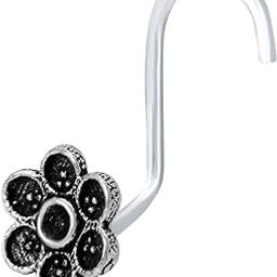 925 Sterling Silver Oxidized Flower Nose Pins for Women and Girls-picture-38