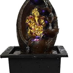 Briovy Waterfall Fountain Indoor Home Decor Polyresin Indoor/Outdoor Water Fountains with LED Lights, Home Decor, Decoration Living Room, Birthday Gift, (FN4) (Design 6)-image-55