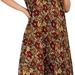 Women's Cotton Floral Printed Night Dresses | Pure Cotton Night Gown | Maxi Dress | Frock Nighty for Women | Gown for Women-image-69