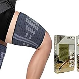 Thigh Compression Sleeve for Women and Men, Breathable Leg Wraps Medical Hamstring Compression Sleeve, Groin Brace, Hamstring Brace Support with Handbook (1 Pair, Grey)-image-28