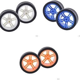 UJEAVETTE 12pcs Rubber Tire TT Motor Car Wheel RC Model DIY Toy Car accessories #1/2/3-image-28