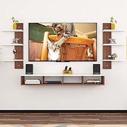 Harries TV Entertainment Unit Stand Set TOP Box Stand with Shelves and Display Rack Classic Walnut & Frosty White Medium- Ideal for UP to 43 INCH Screen-41