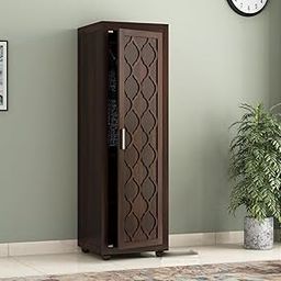 MANNAT ARTS Wooden Single Door Wardrobe Organizer for Storage with 2 Shelves Storage & Hanging Space - Sheesham Wood Cupboard for Bedroom - Wooden Almirah Organizer for Clothes Storage (Design 26)-image-6
