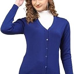 Women's Regular Fit Cardigan | Solid Pattern with Button Closure | Full Sleeve V-Neck Cardigan for Women-image-50