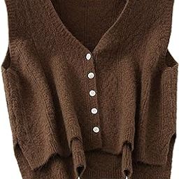 Women Sweater Vest Breathable V Neck Casual Fashion Jumpers Sleeveless Gilet Dark Khaki-image-82