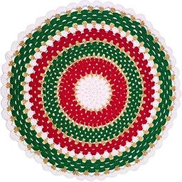 vOnline 20 Inch Handmade Woollen Thal Posh for Puja Plate Cover, Traditional Design for Festive use in Temple or Center Table Decoration mat-image-2