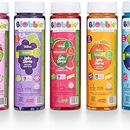 Blobbie® Fruit Jelly Slime Set of 5| Strawberry Blueberry Grape Watermelon Orange | 165 ml x 5 = 825 ml |Fruity Fragrances | With Tiny Fruit Slices |100% Non-Sticky | 100% Non-Toxic | For Age 4+ years-picture-2